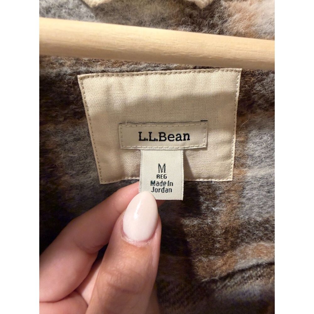 L.L.Bean Neutral Plaid Fleece Shirt Jacket / Shacket – Size M - Picture 4 of 6